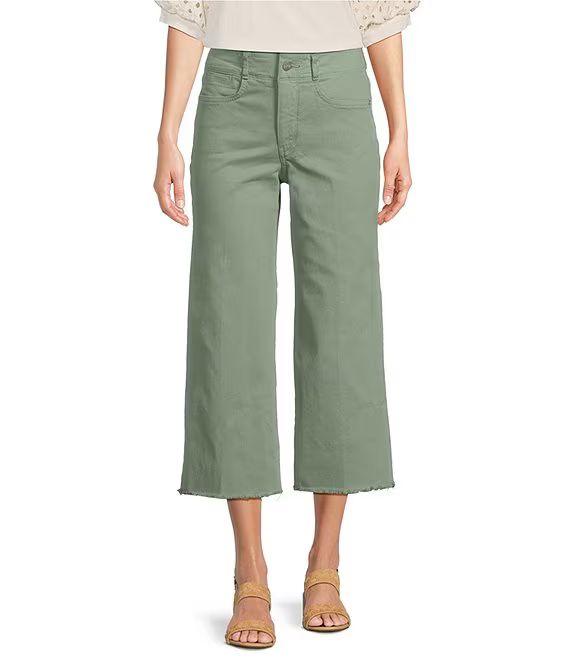 NYDJ Brigitte High Rise Wide Leg Frayed Hem Stretch Denim Crop Jeans | Dillard's | Dillard's