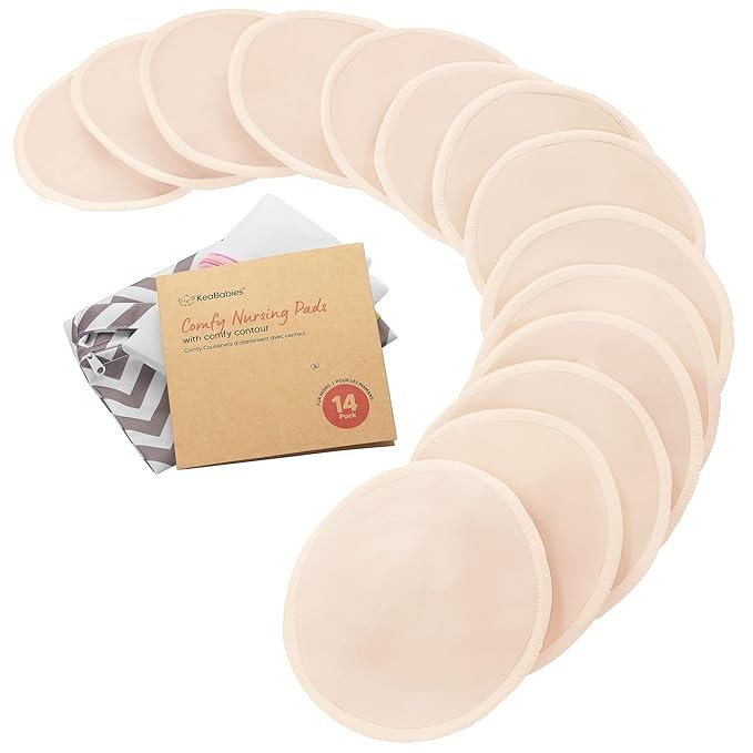 Organic Nursing Pads - 14 Washable Viscose Derived from Bamboo Breastfeeding Pads, Wash Bag, Reus... | Amazon (US)