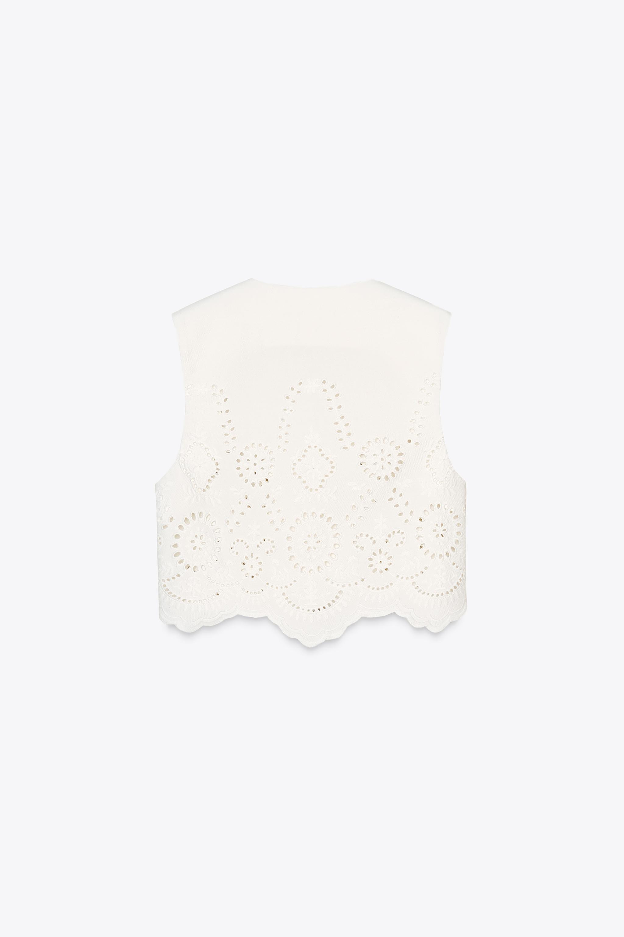 EMBROIDERED EYELET VEST TOP | Zara US