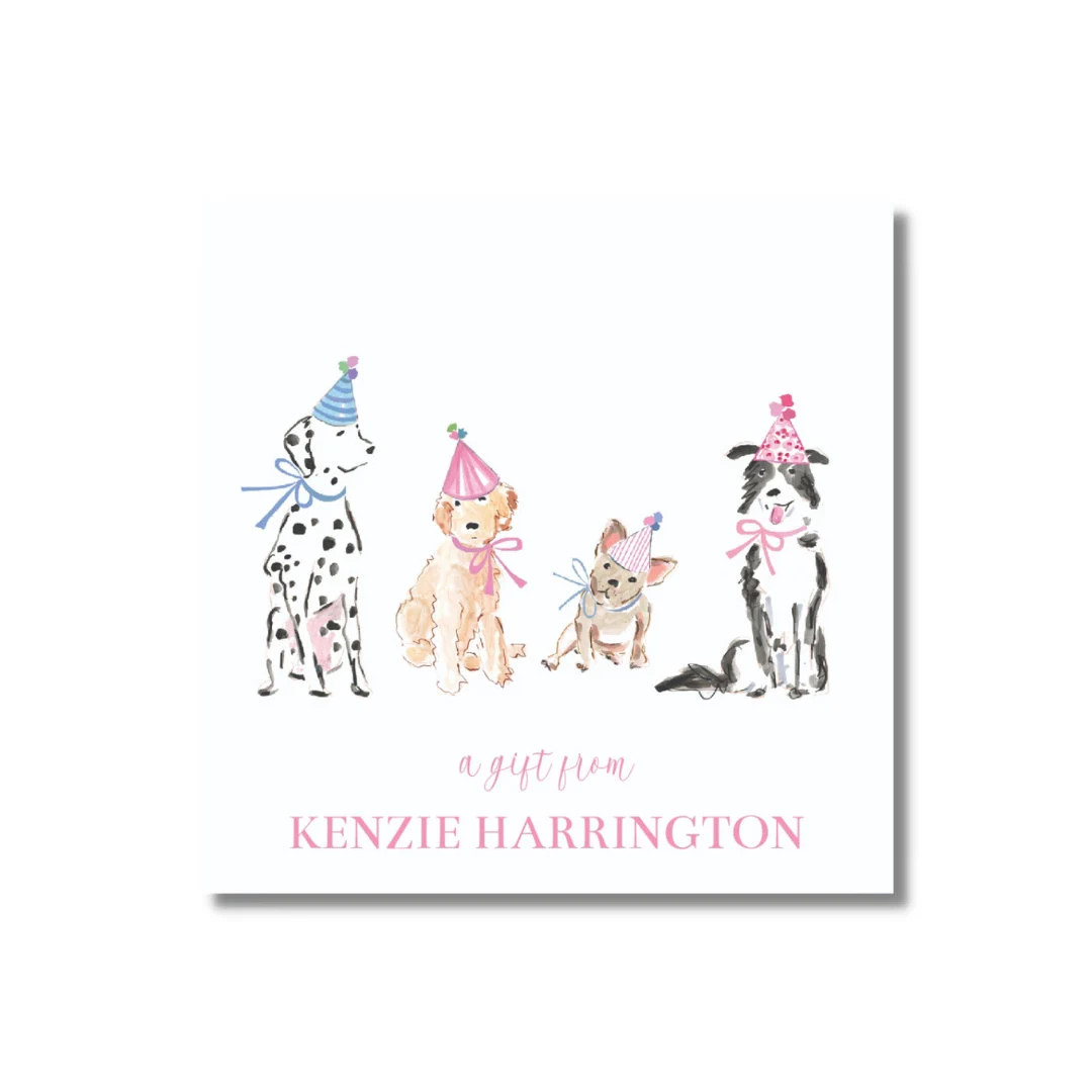Printable Pink Puppy Happy Birthday Gift Tags Girl's Calling Cards Enclosure Cards Stationery - E... | Etsy (US)