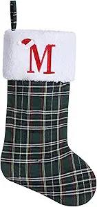 Classic Green Plaid Christmas Stockings, 19.5" Initial Monogram Xmas Family Stockings with Embroi... | Amazon (US)