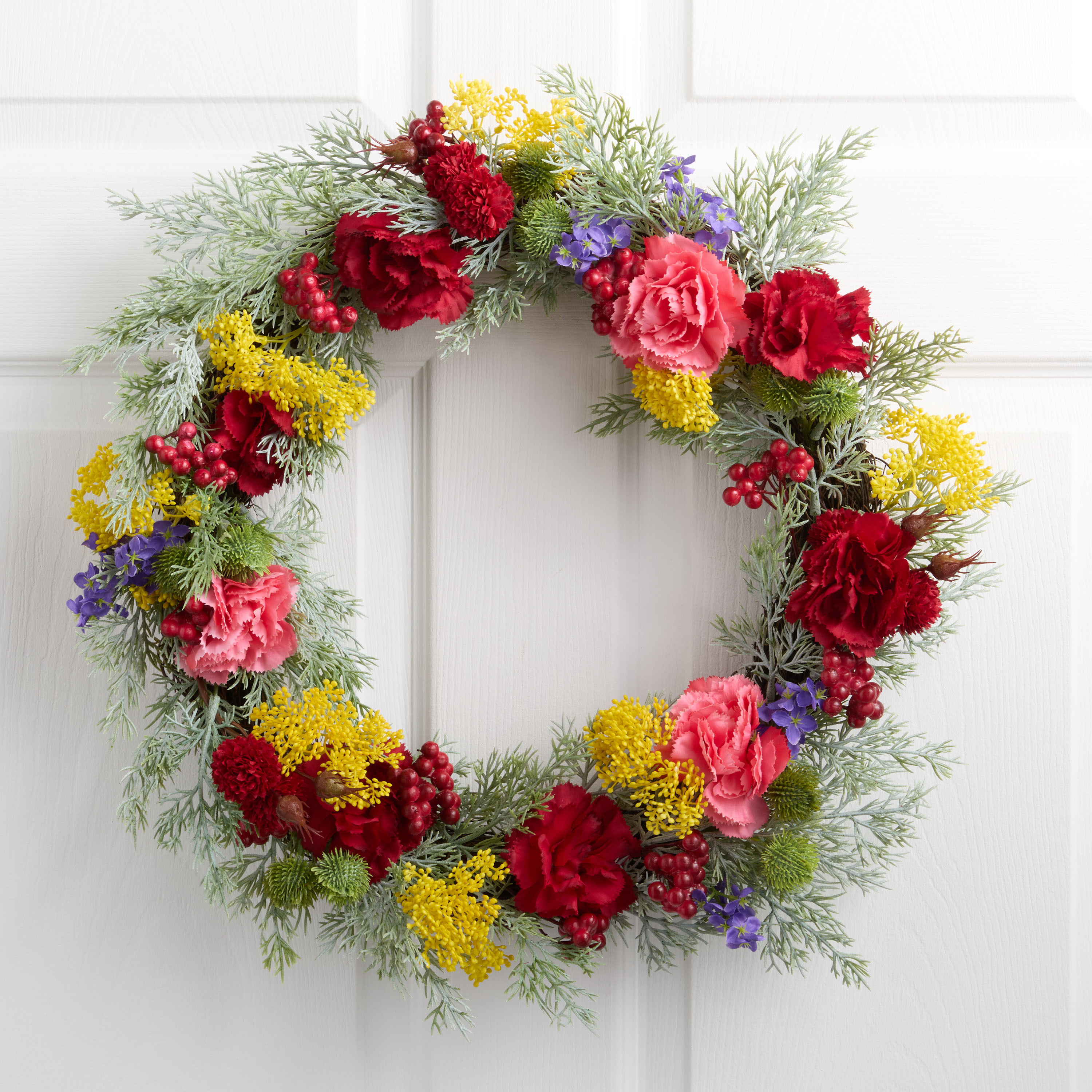 Pink and Yellow Faux Mixed Flower Wreath | World Market