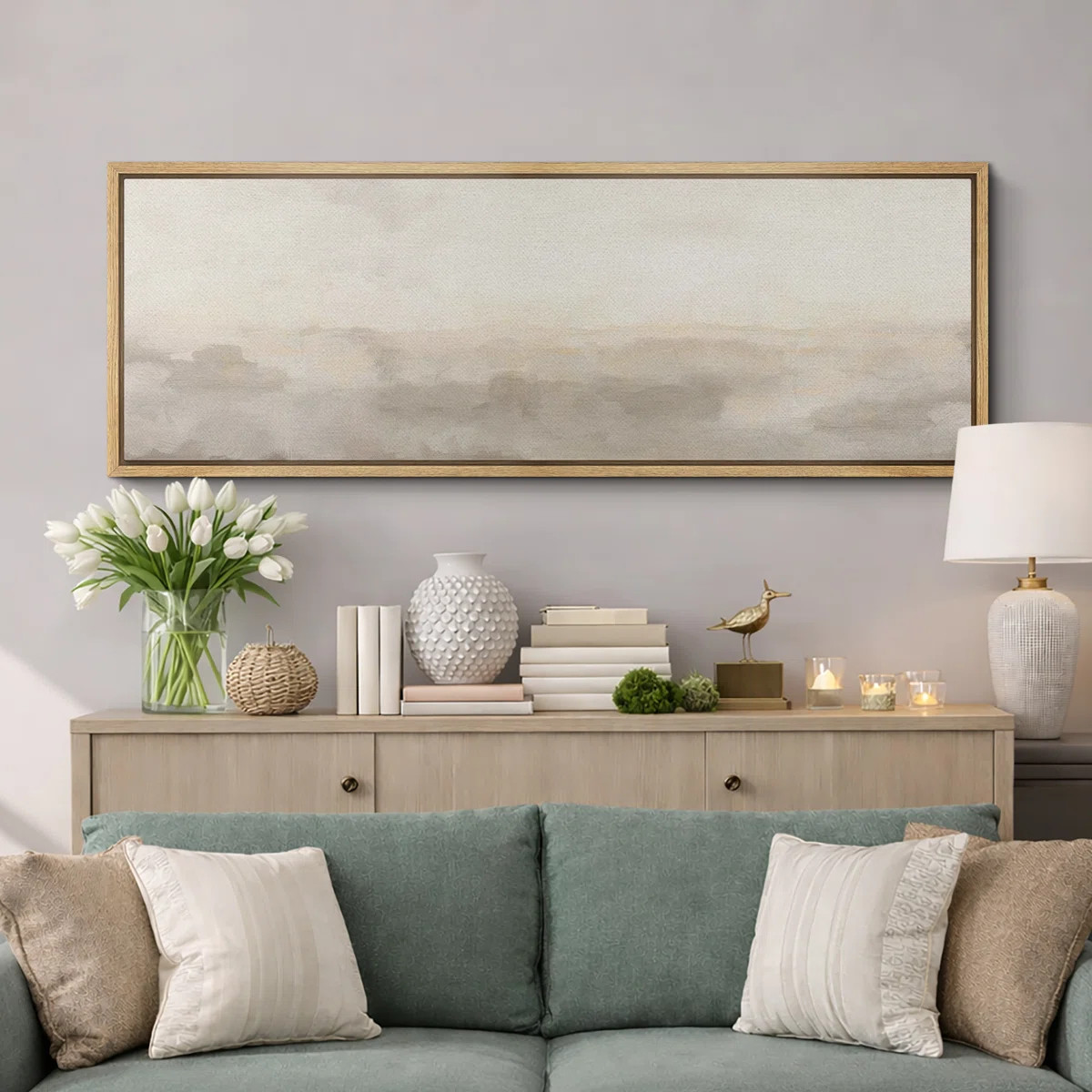 Minimal Landscape "Muted Abstract Calm & Serene Artwork, Neutral Simple Wall Pictures, Extra Larg... | Wayfair North America