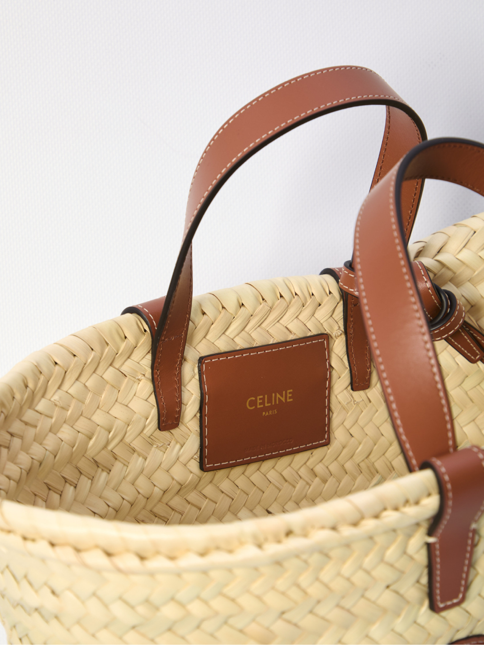TEEN CELINE CLASSIC PANIER IN palm leaves and Calfskin | Senser US