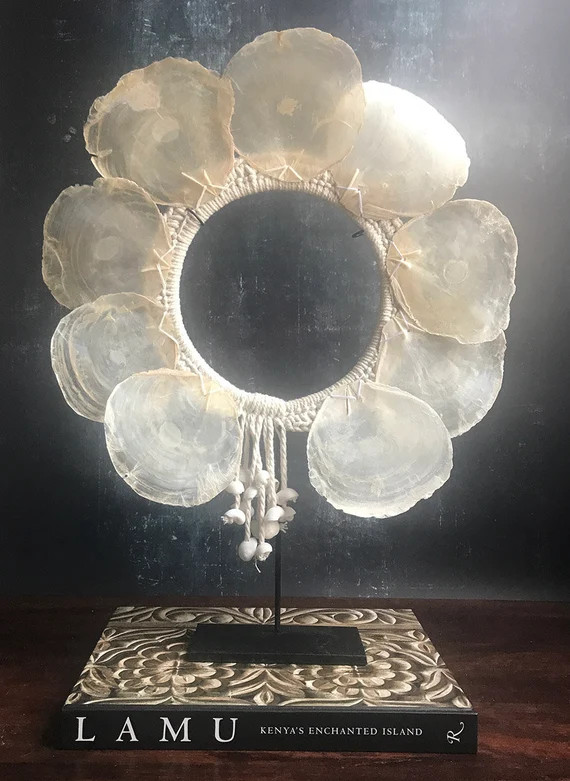 Capiz Natural Sea Shell Coastal Beach Decor From Bali Indonesia on Stand | Etsy (US)