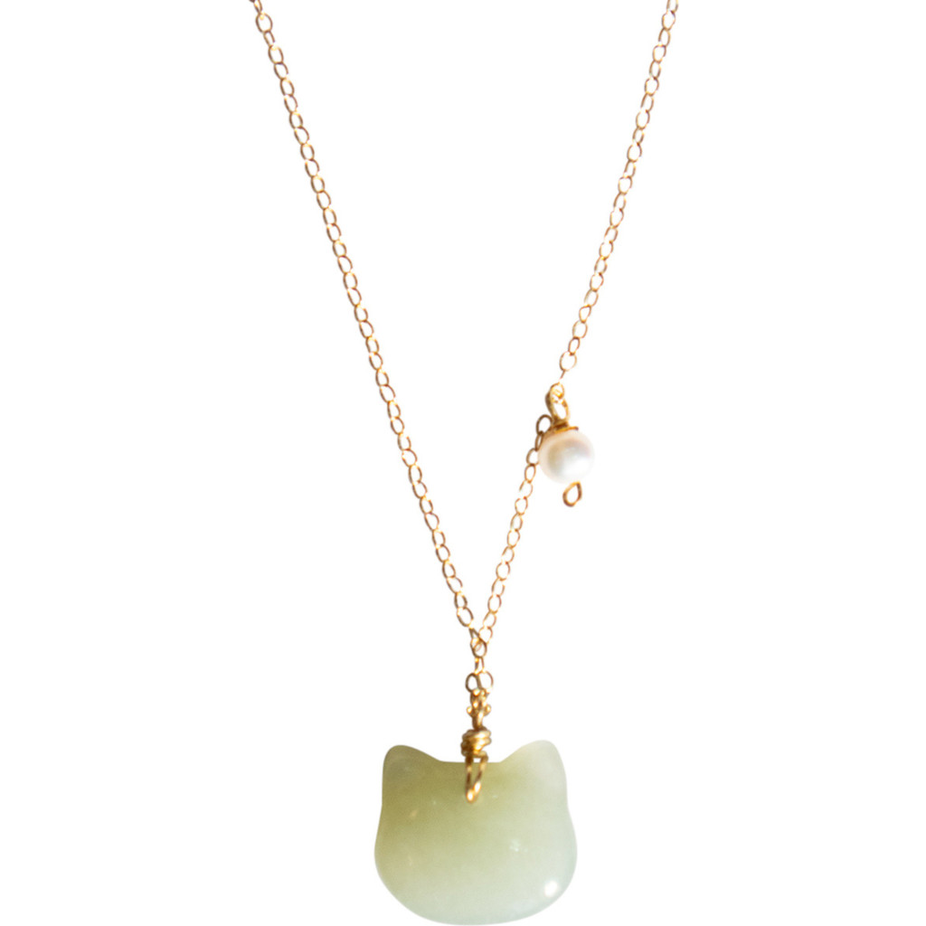 seree Choupette Cat green jade pendant necklace in Light Green at Nordstrom, Size 16 | Nordstrom