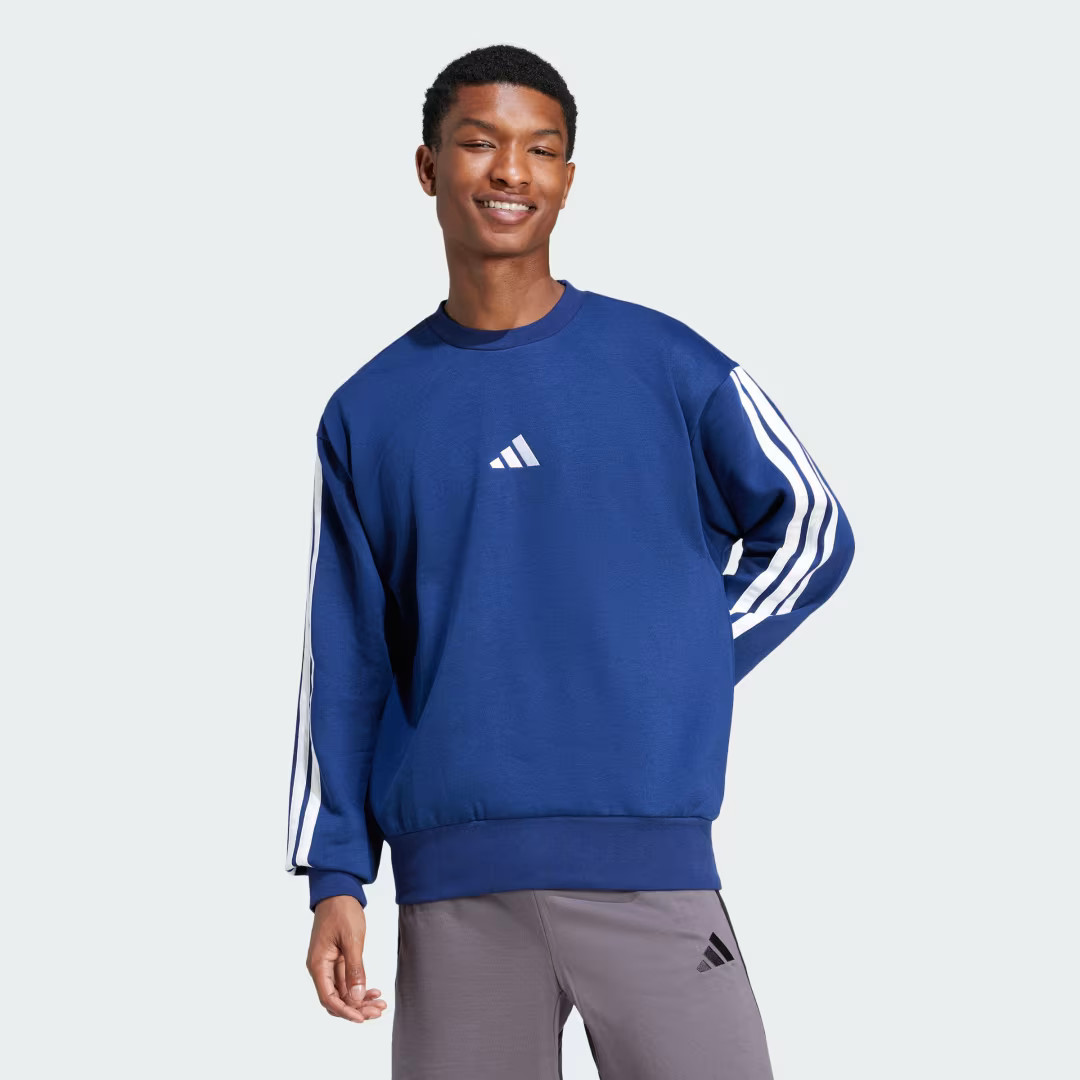 adidas Essentials 3-Stripes Fleece Sweatshirt Dark Blue XL Mens | adidas (US)