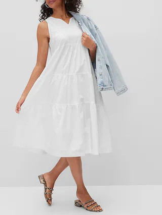 Organic Cotton Tiered Midi Dress | Banana Republic Factory