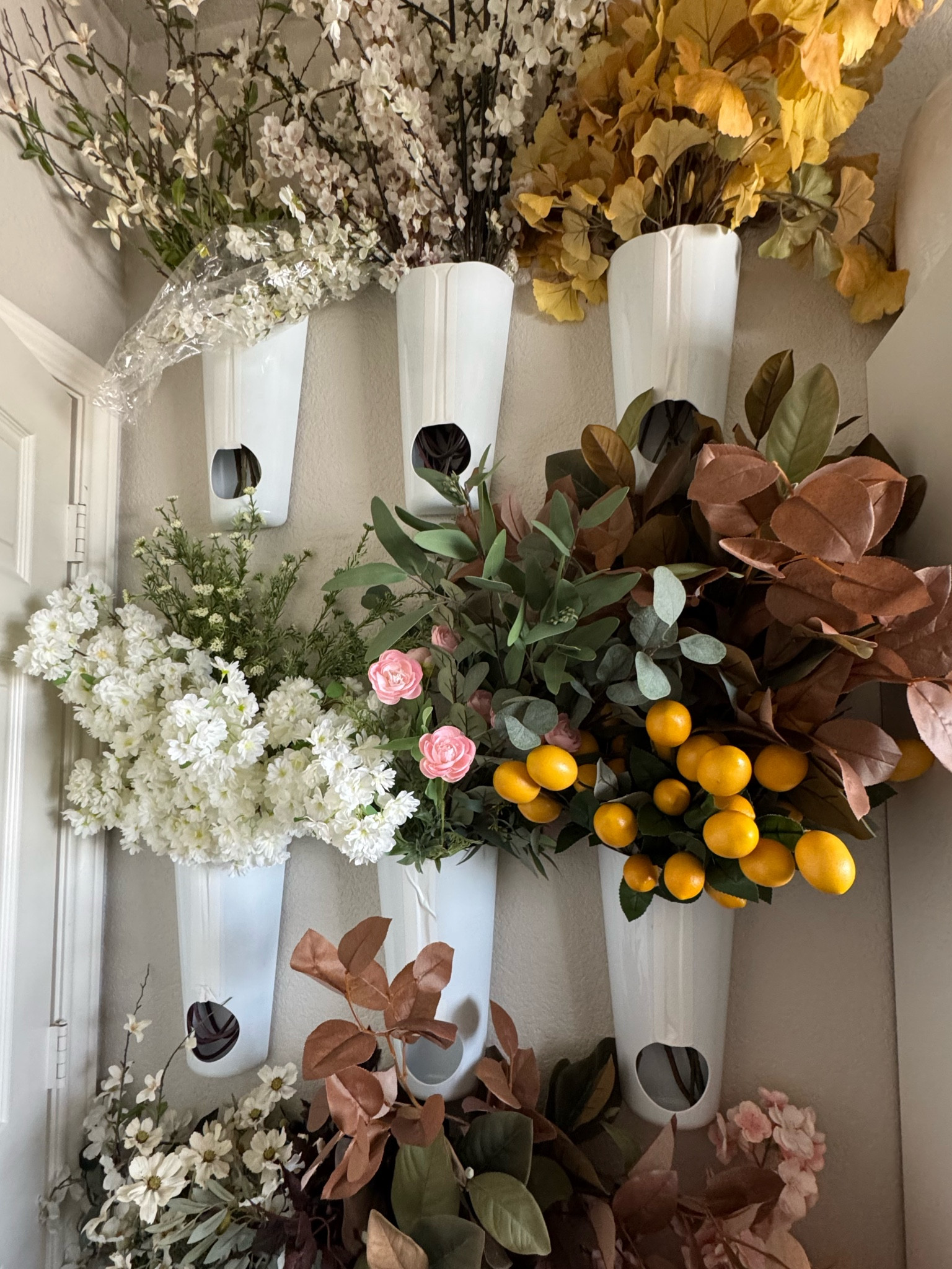 The Containers Jason used to hang my faux florals in came from Lowe’s. They are actually grocery bag holders and he put duck tape down the front of them .. they work perfectly. 

#LTKFamily #LTKFindsUnder50 #LTKHome