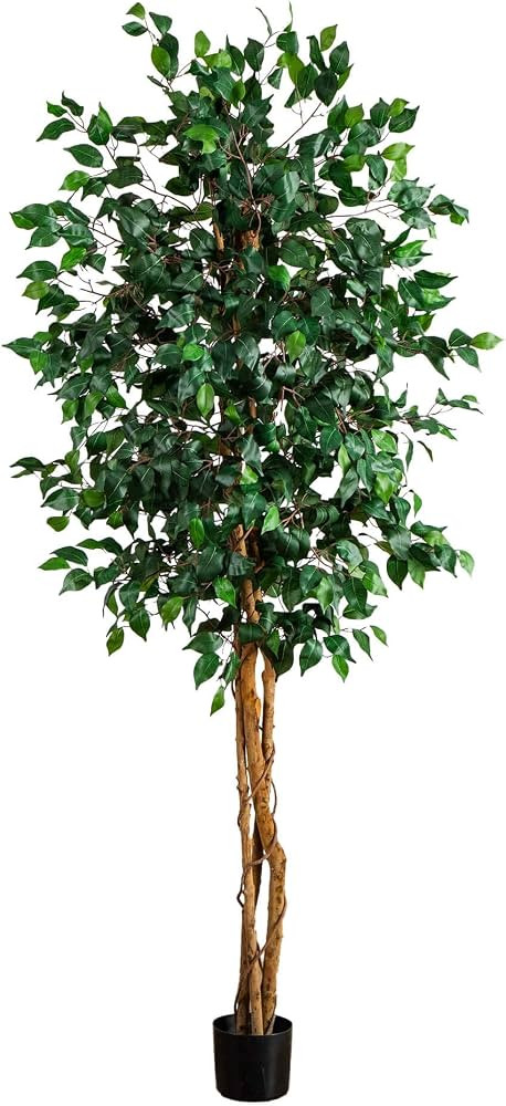 Nearly Natural 74in Artificial Triple Trunk Ficus Tree, Faux Greenery with Natural Wood Trunks fo... | Amazon (US)