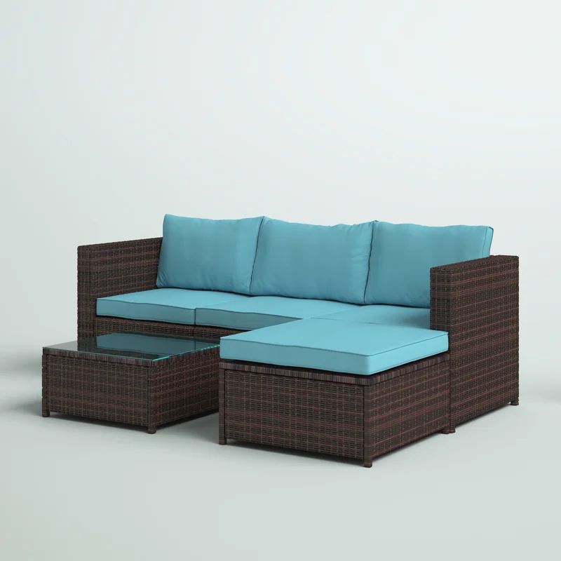 Adal Polyethylene (PE) Wicker 3 - Person Seating Group with Cushions | Wayfair North America