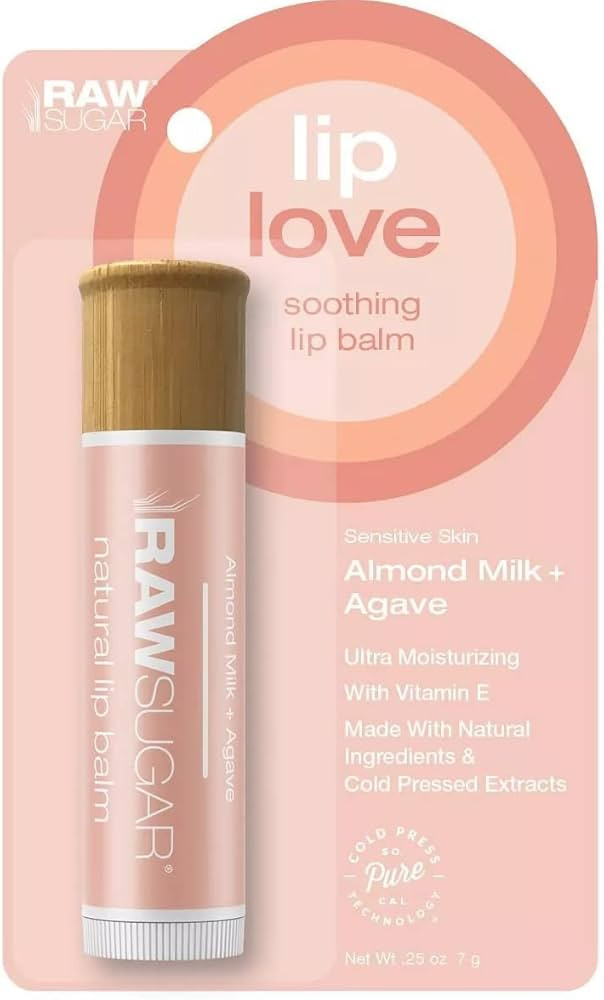 RAW SUGAR Raw Sugar Sensitive Skin Almond Milk + Agave Soothing Lip Balm - 0.25 oz, Pack of 1, 0.... | Amazon (US)