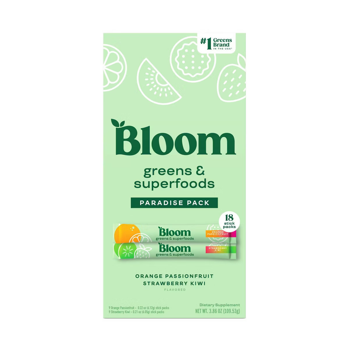 BLOOM NUTRITION Greens and Superfoods Powder Stick Packs - Orange Passionfruit/Strawberry Kiwi - ... | Target