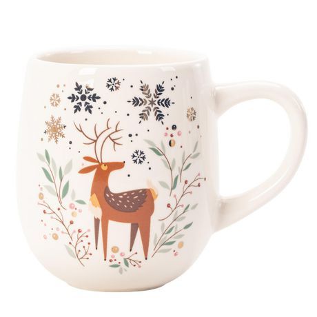 Holiday Time Stag with Snowflake Decal Ceramic Mug, 16 oz, 1 piece, Mug, Ceramic, colors may vary | Walmart (CA)