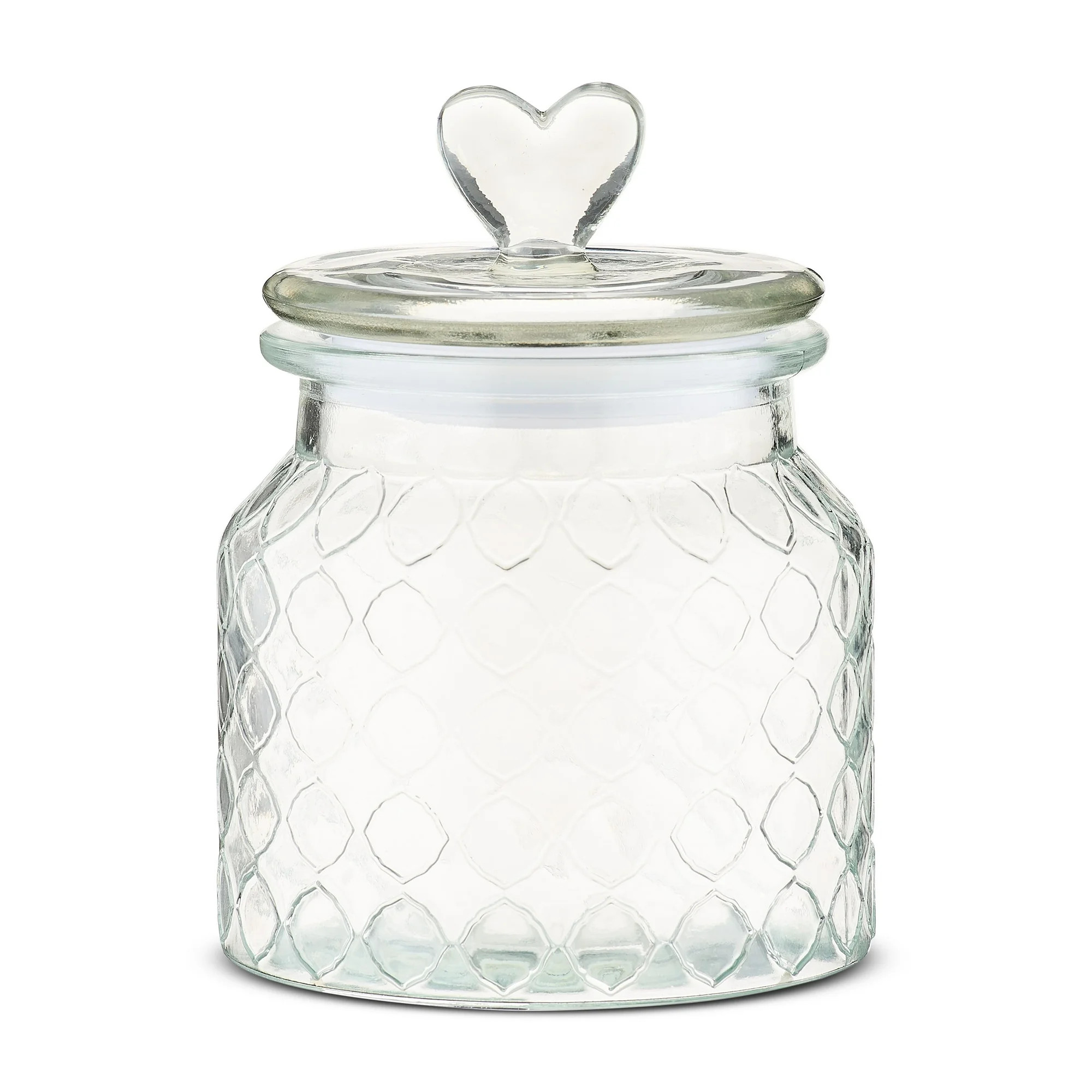 Clear Glass Jar with Lid and Heart-Shaped Knob, 6.25", Valentine's Day by Way To Celebrate | Walmart (US)