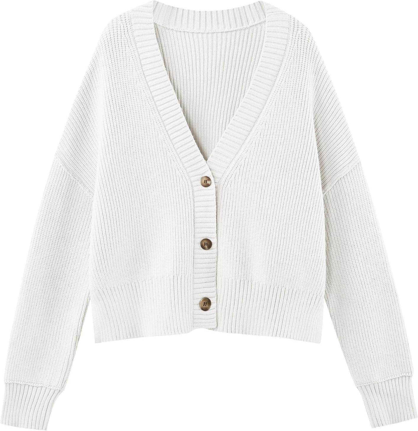 LILLUSORY Women's Lightweight Cropped Cardigan 2023 Open Front Button Sweaters V Neck Cardigans K... | Amazon (US)