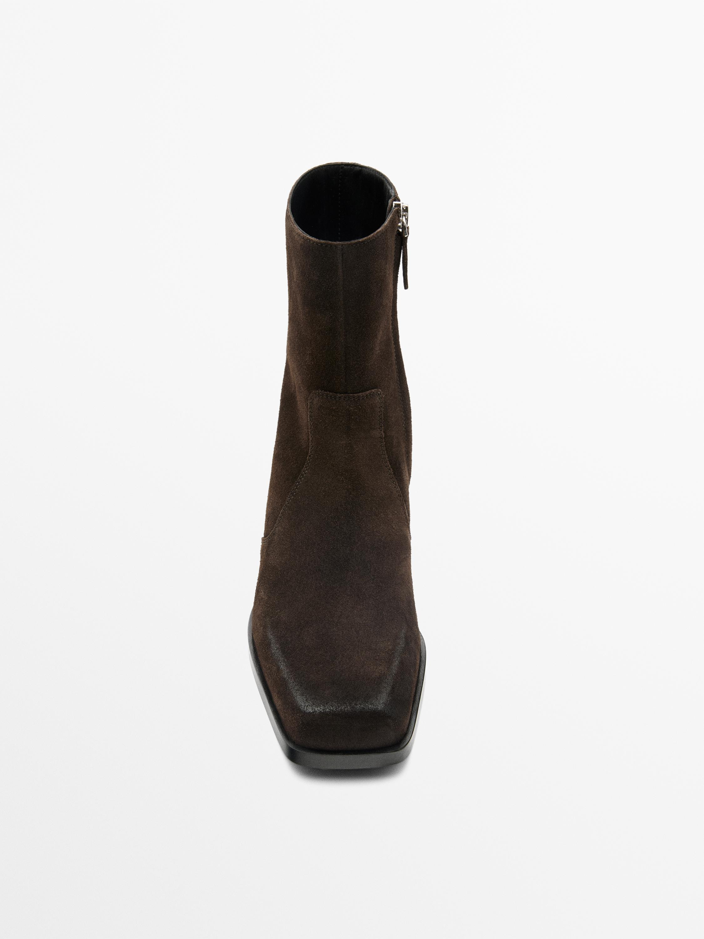 Stiefelette aus geb\u00fcrstetem Rauleder | Massimo Dutti DE