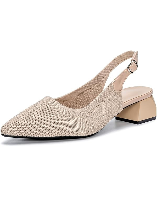 youngshow Pointed Toe Women Pumps, Comfort Slingback Heels with Arch Support, Cute Kitten Heels w... | Amazon (US)