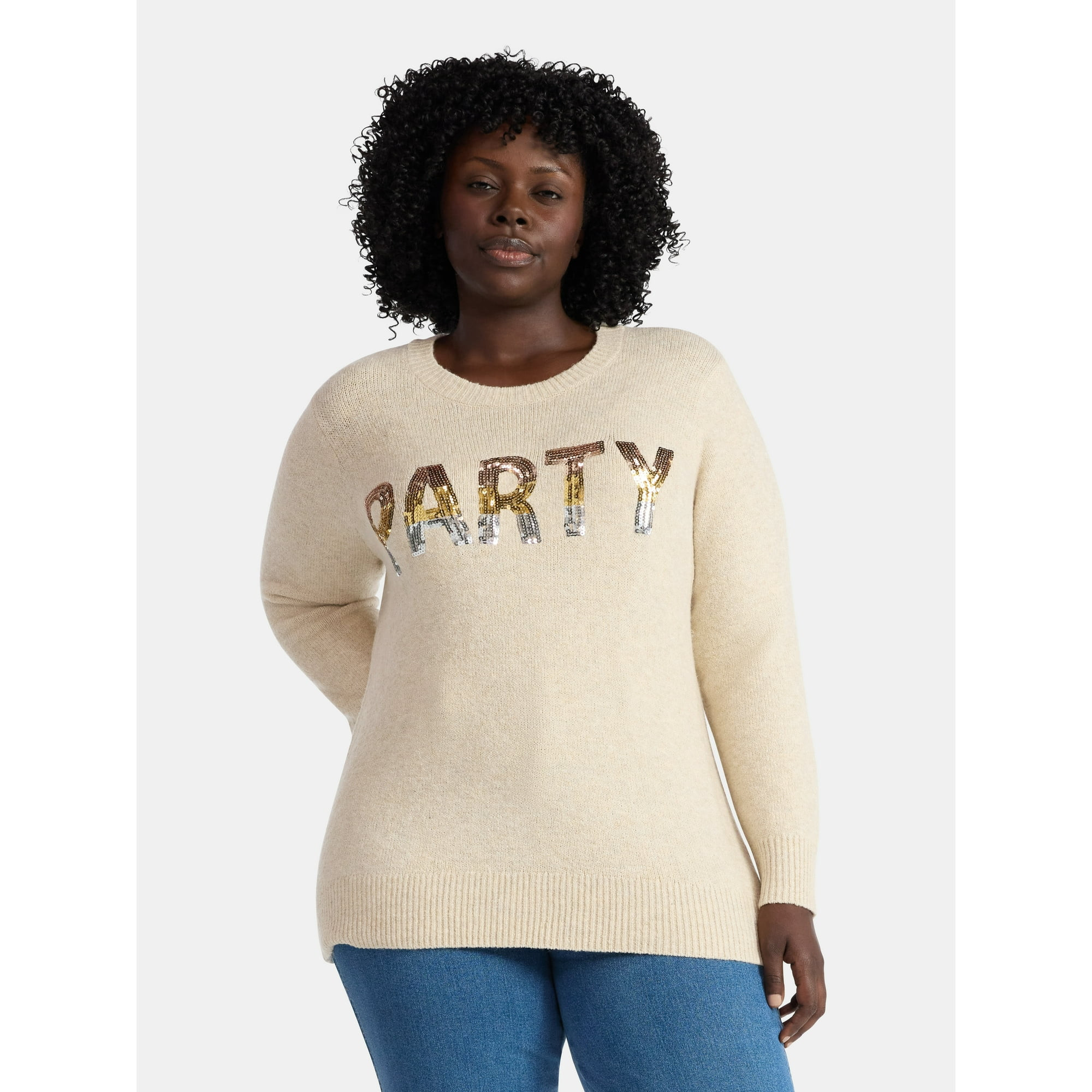 Terra & Sky Women's Plus Holiday Talking Sweater, Midweight, Sizes 0X-4X | Walmart (US)