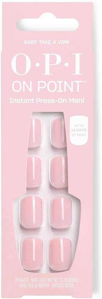 OPI On Point Press On Nails | Short Round Classic & Accent Nail Art Press On Nails | 24 Count Wit... | Amazon (US)