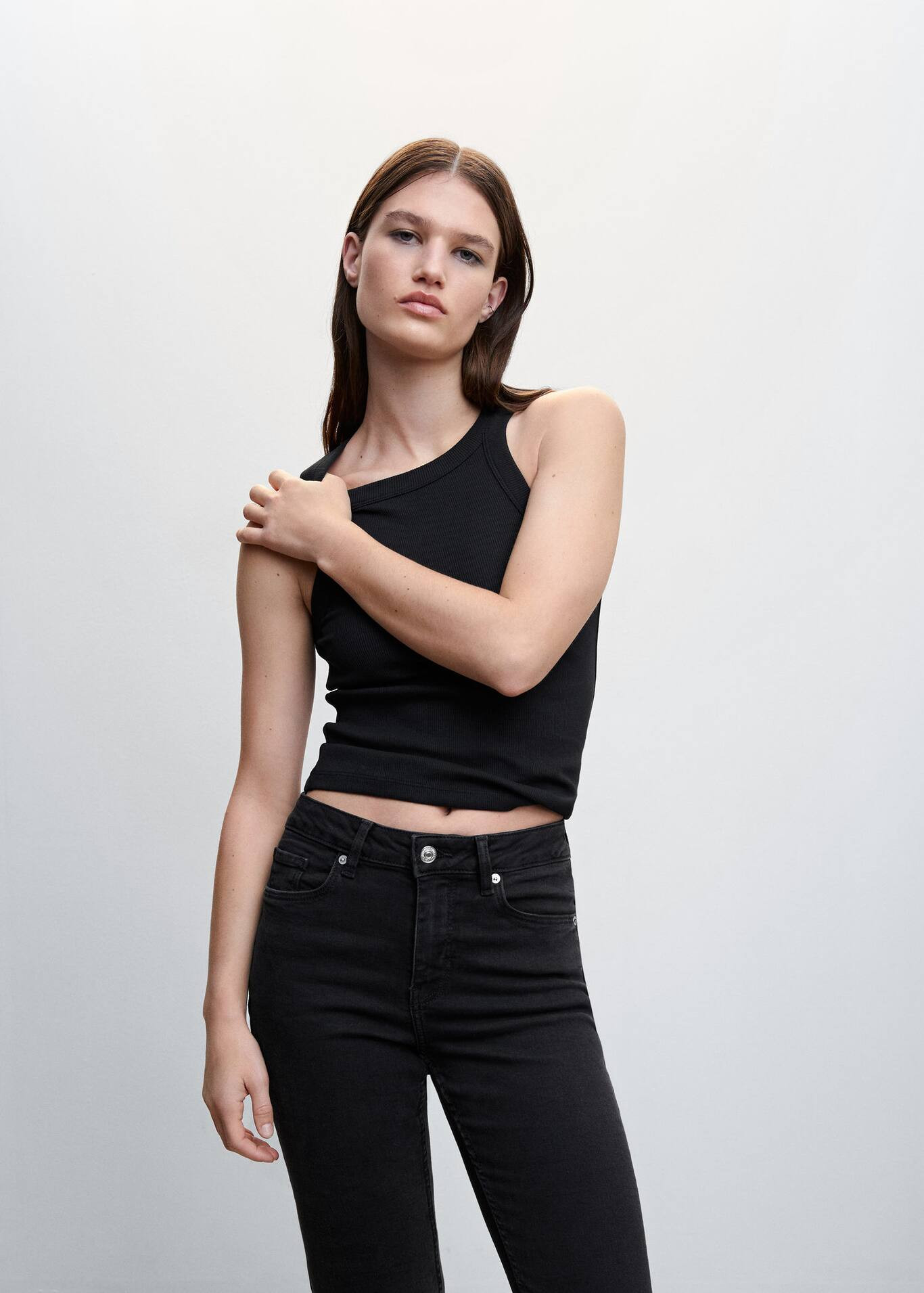 Ribbed cotton-blend top | MANGO (US)