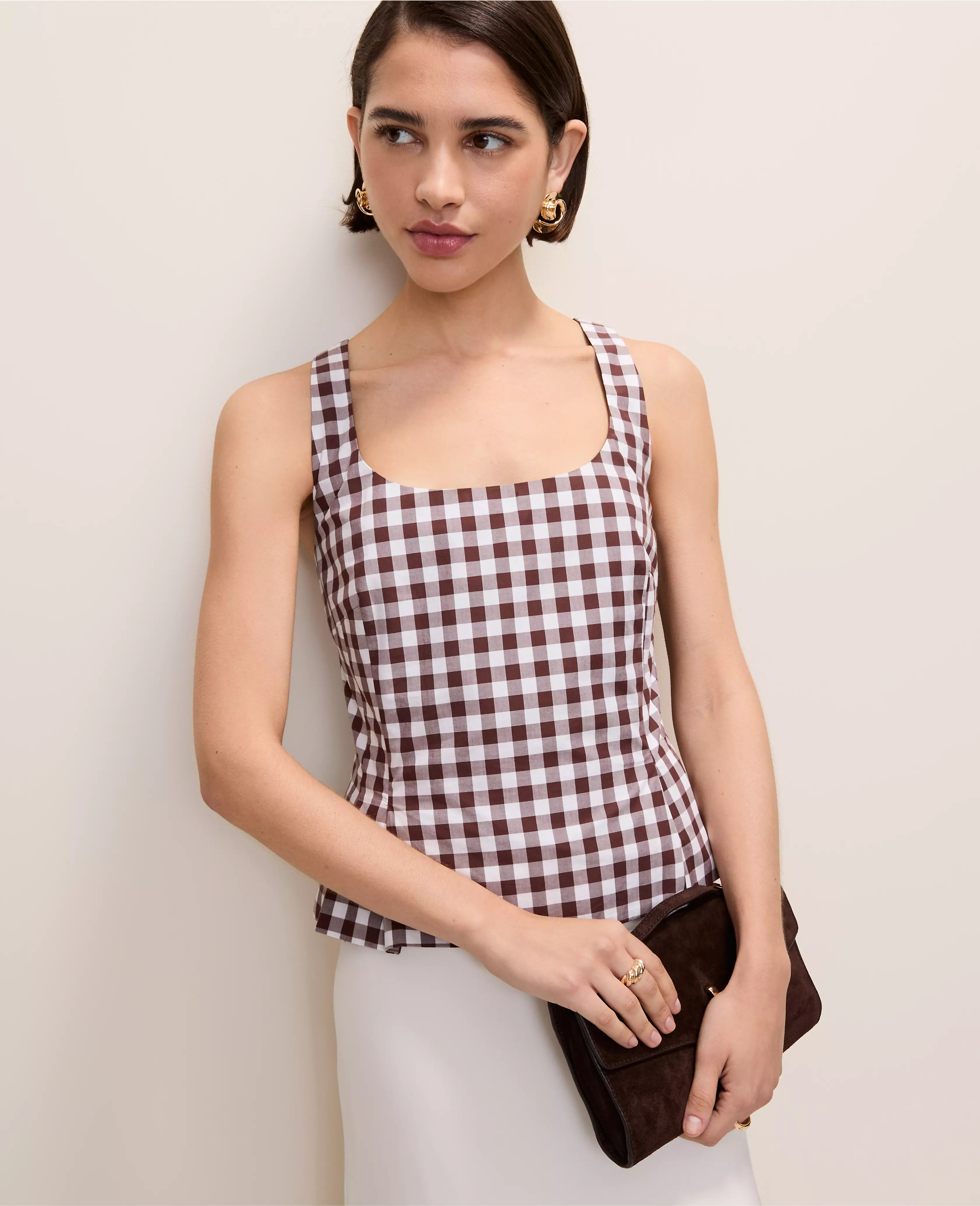 Peplum Tank Top in Gingham | Ann Taylor