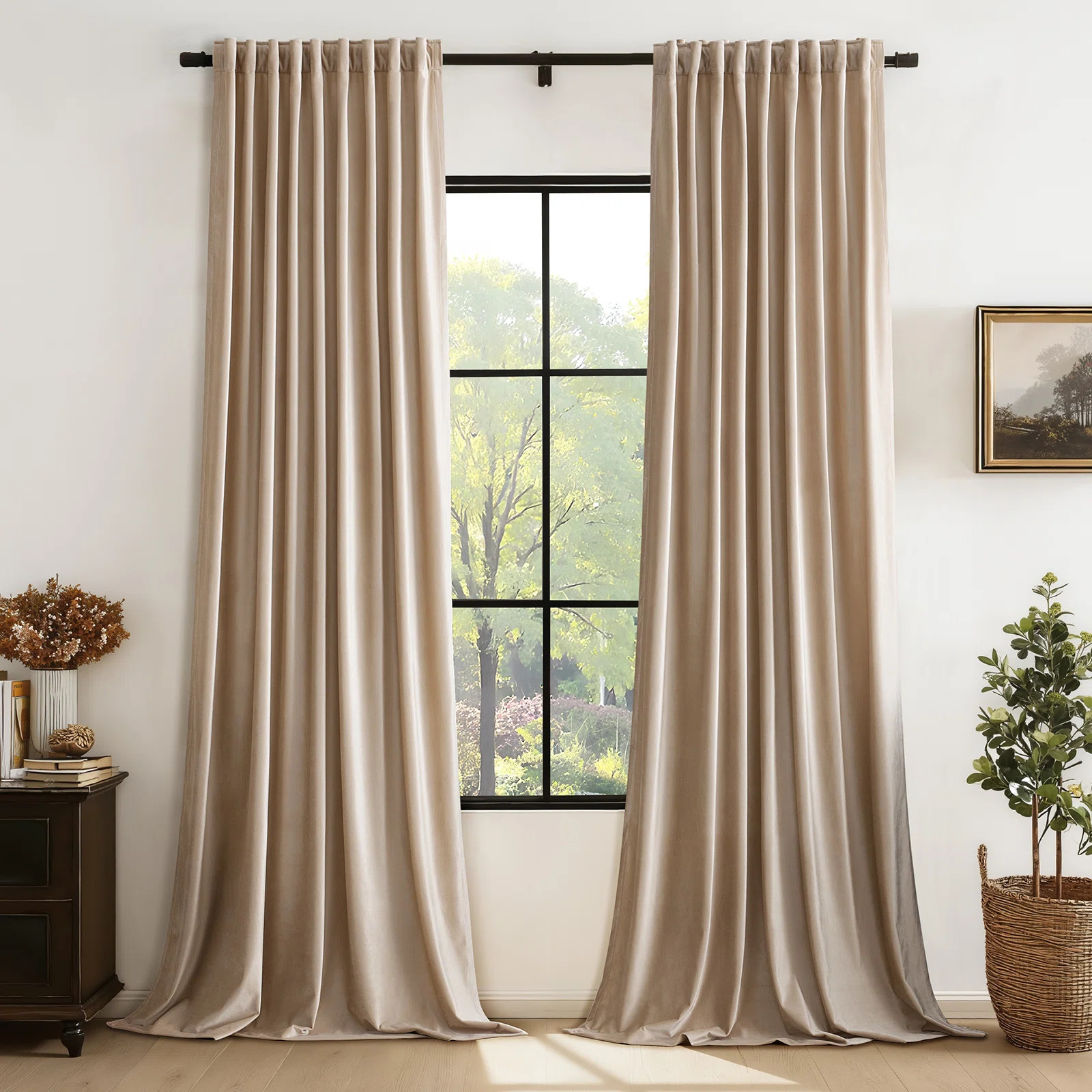 Luxury Velvet Blackout curtains for  Living Room Bedroom，Rod Pocket Back Tab ,Room Darkening 75... | Wayfair North America