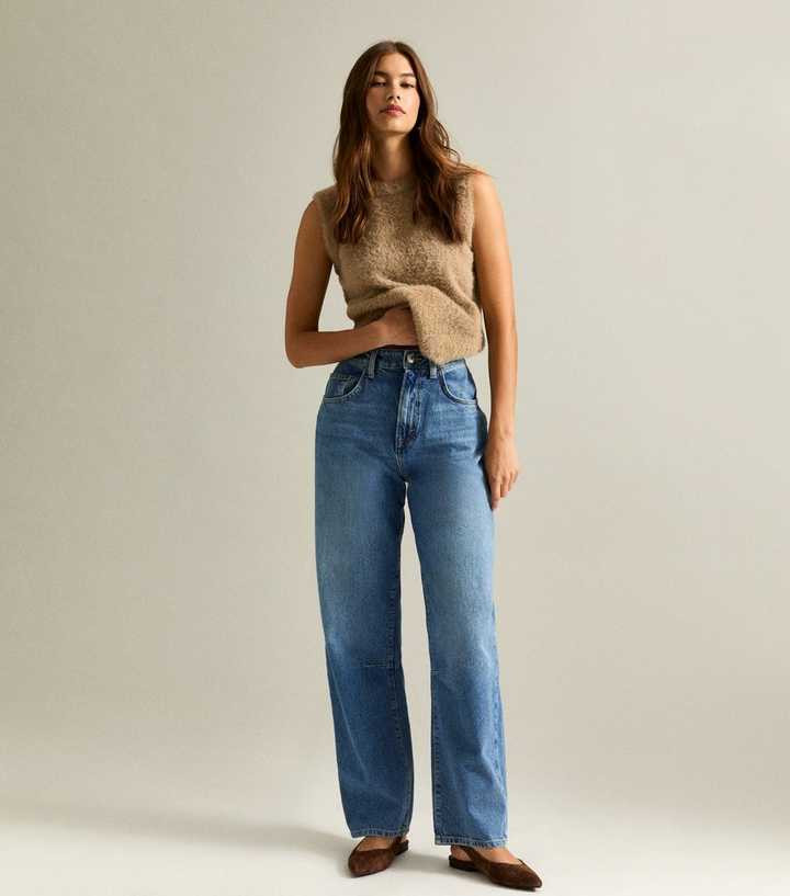 Blue Long Barrel Leg Jeans | New Look | New Look (UK)
