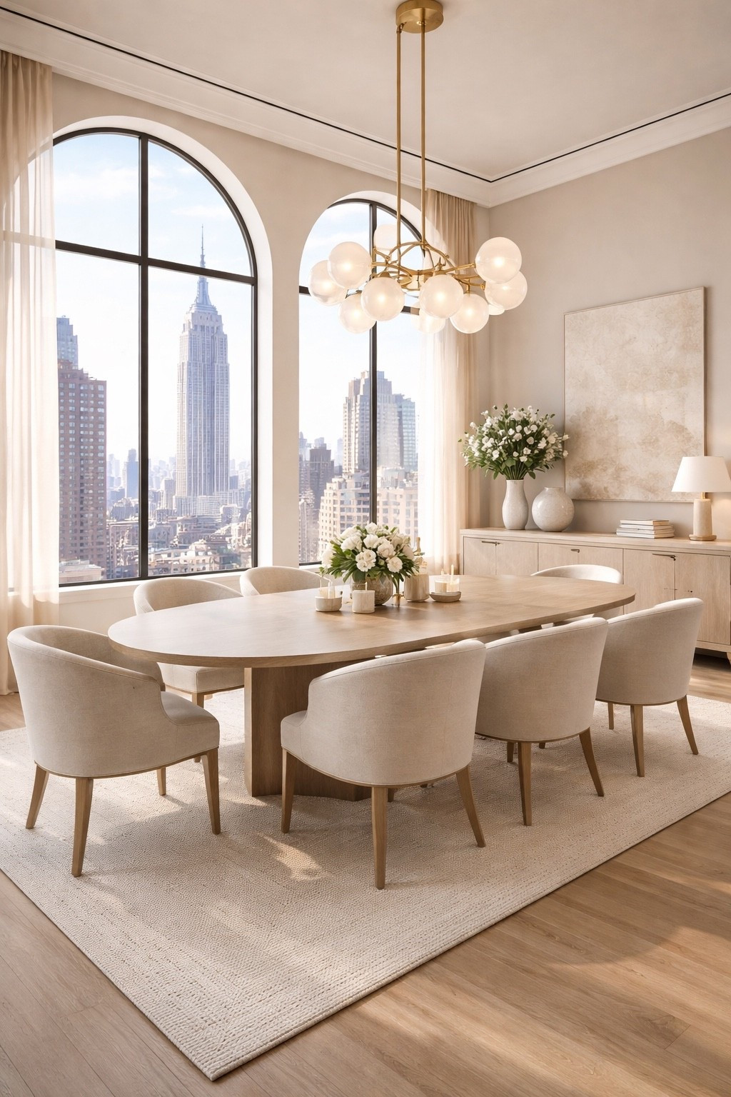 A bright neutral dining room with curved chairs, warm wood tones, and a clean modern luxe feel.

#diningroomideas #neutraldiningroom #moderndiningroom #diningroomdecor #softminimalism #warmminimalism #neutralhome #beigehome #homedecor #interiordesign #elegantinteriors #modernluxury #diningroominspo #diningtabledecor #statementlighting #homeinspo #designinspo #wayfairhome #ltkhome #ltkdecor #ltkdesign #ltkfinds #ltkit #shopthelook #pinteresthome #serenehome #minimalhome #cozyhome #neutraldecor #decorinspo