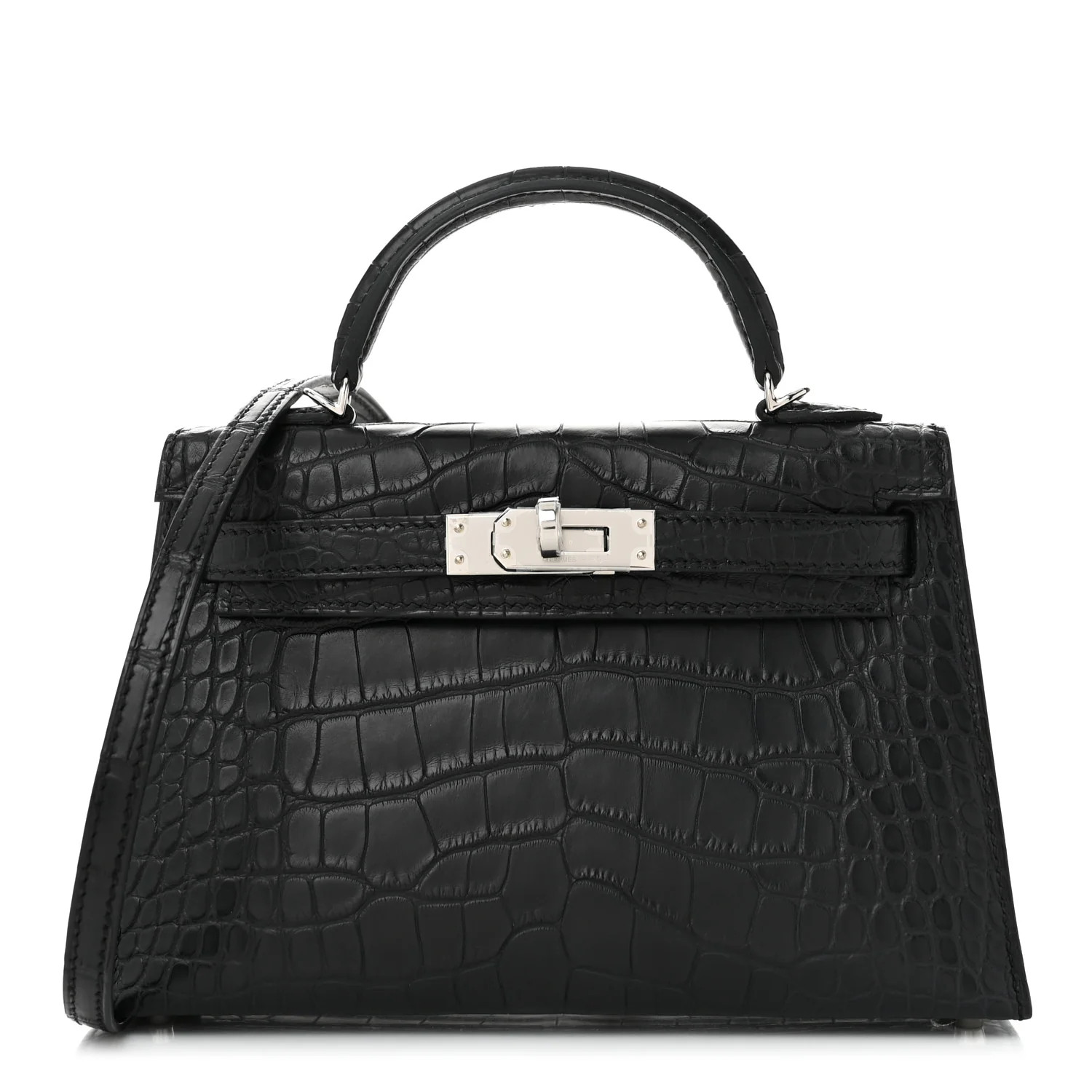 Hermes Matte Alligator Horseshoe Mini Kelly Sellier 20 Black Nata 1650546 | FASHIONPHILE (US)