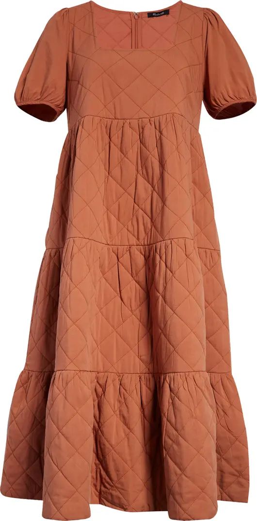 Madewell Aidy Quilted Square Neck Tiered Midi Dress | Nordstrom | Nordstrom