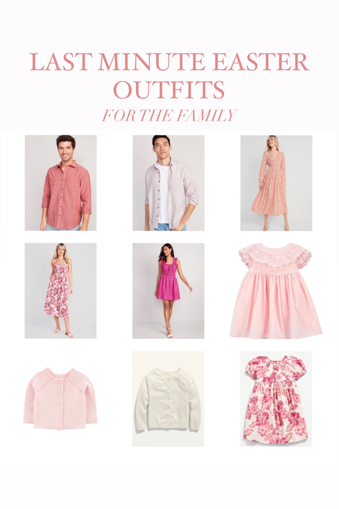 Last minute family Easter outfits! Most everything is on sale!! #easteroutfits #familyeasteroutfits #easterootd 

#LTKunder50 #LTKSeasonal #LTKsalealert