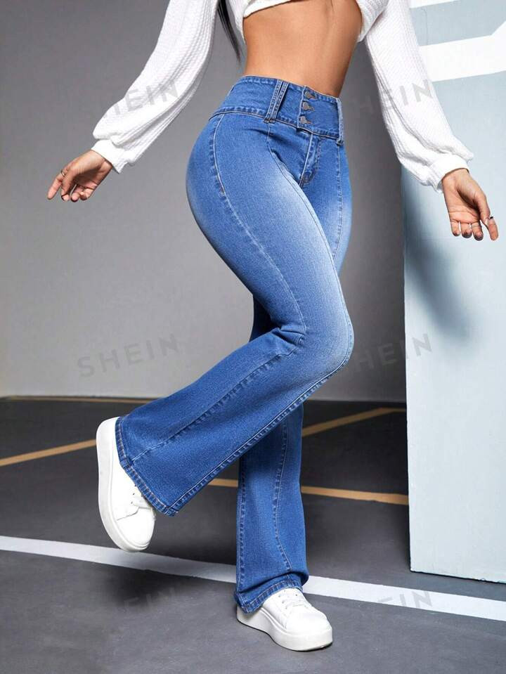 SHEIN EZwear Women'S Slim Fit Flared Jeans | SHEIN USA | SHEIN