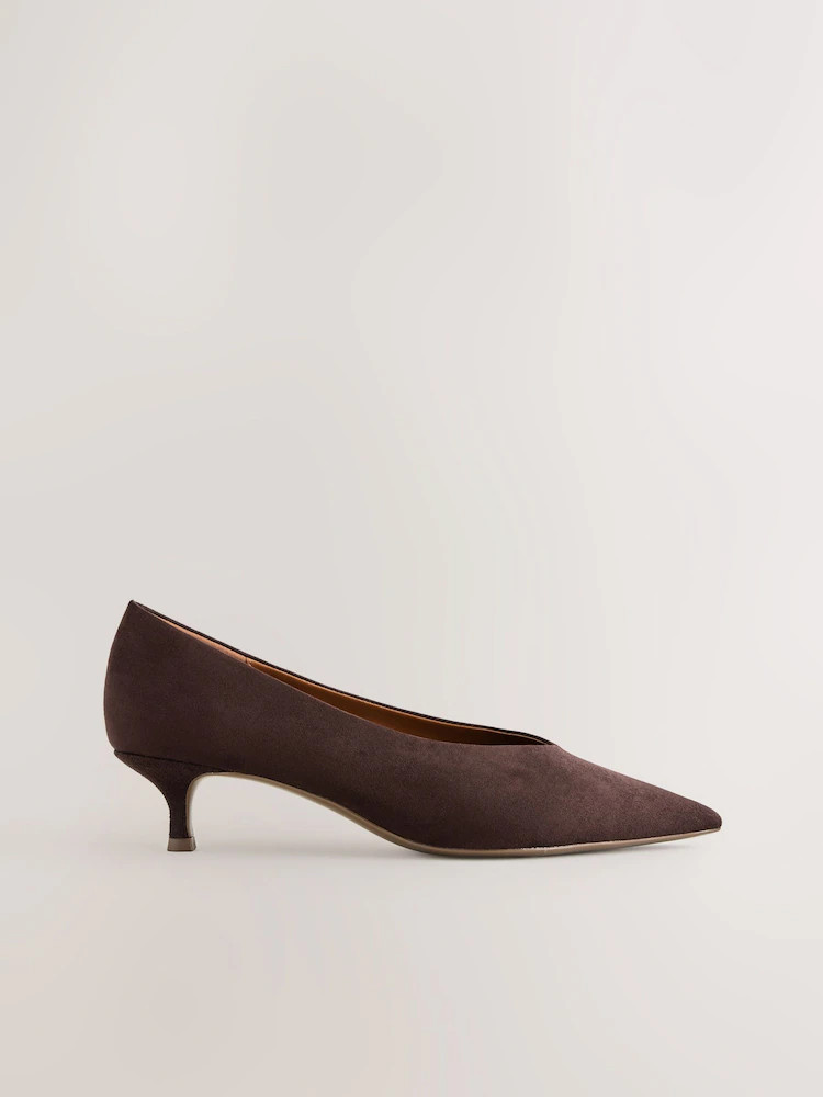 Chocolate Brown Standard/Wide Fit Point Toe Low Kitten Heels Shoes | Next AU