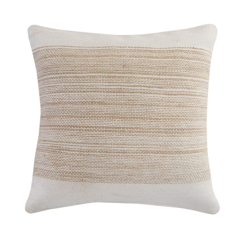 Ox Bay 20" x 20" Hand-Woven White/ Tan Color Block Cotton Blend Pillow Cover | Walmart (US)