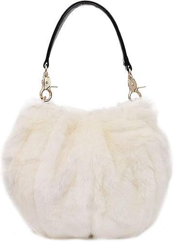 Women's Faux Fur Bucket Handbag Plush Shoulder Bag Fur Evening Tote Bags | Amazon (US)