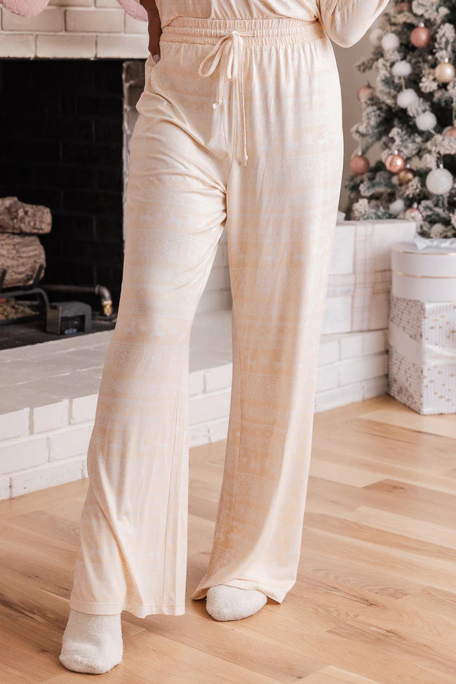 Snowy Days Beige and Ivory Fair Isle Pajama Pant | Pink Lily