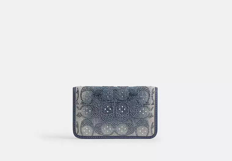 Essential Slim Card Case In Regenerative Cotton Denim With Crystal Signature | Coach (US)