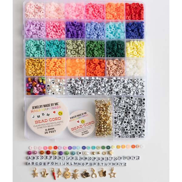 Extra Large Multicolor Heishi Bead Box with Round and Block Letters DIY Jewelry Kit Over 6500 Pie... | Maisonette