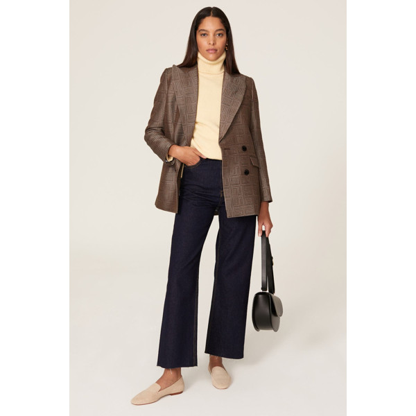 Sandro Floyd Plaid Blazer brown-print | Rent the Runway