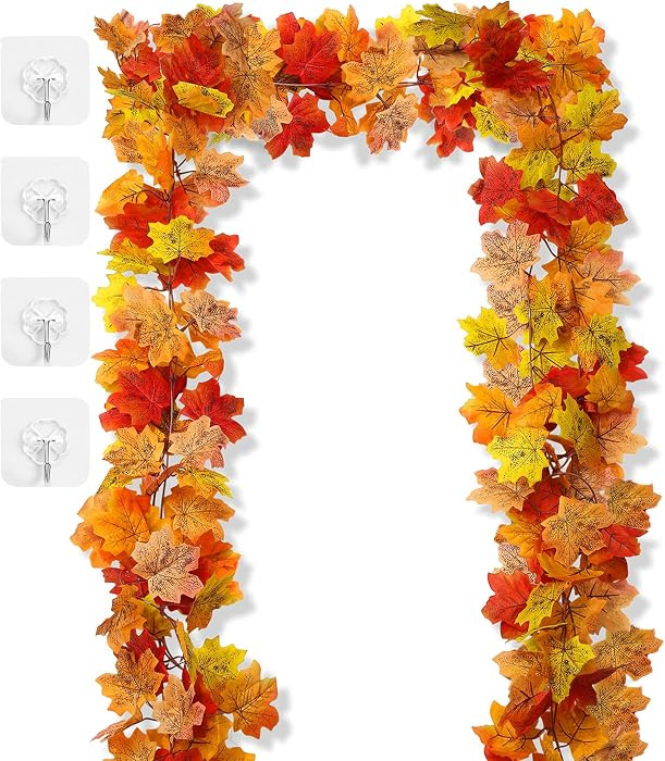 2Pcs 13FT Artificial Fall Leaves Garland for Thanksgiving Decor | Amazon (US)