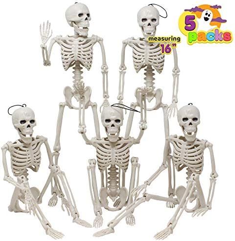 JOYIN Posable Halloween Skeletons, Full Body Posable Joints Skeletons 5 Packs for Halloween Decor... | Amazon (US)