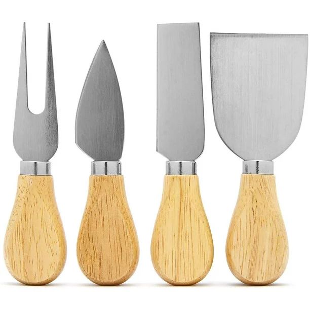 Bastex 4 Piece Cheese Knife Set with Bamboo Wood Handle. Wooden and Stainless Steel Knives and Fo... | Walmart (US)