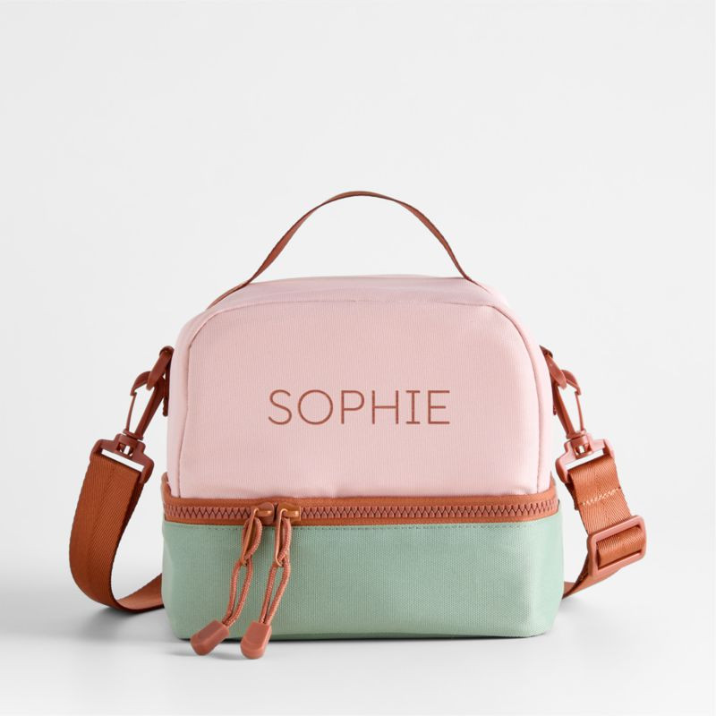 Dreamer Pink and Mint Green Colorblock Dual Compartment Soft Insulated Kids Lunch Box + Reviews |... | Crate & Barrel