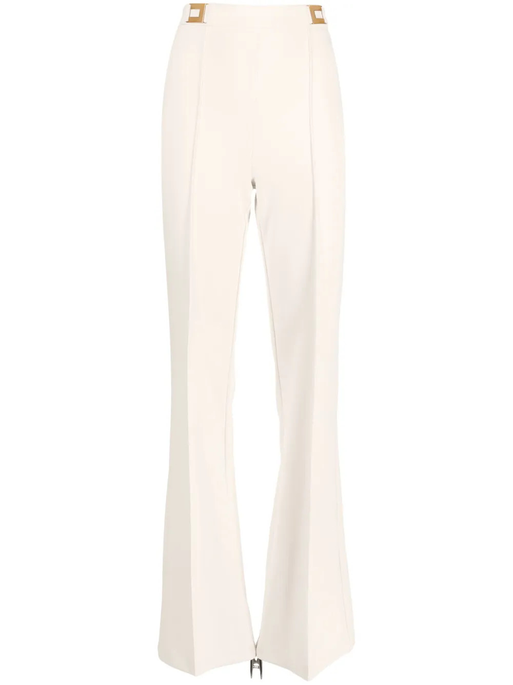Elisabetta Franchi logo-plaque Flared Trousers - Farfetch | Farfetch Global