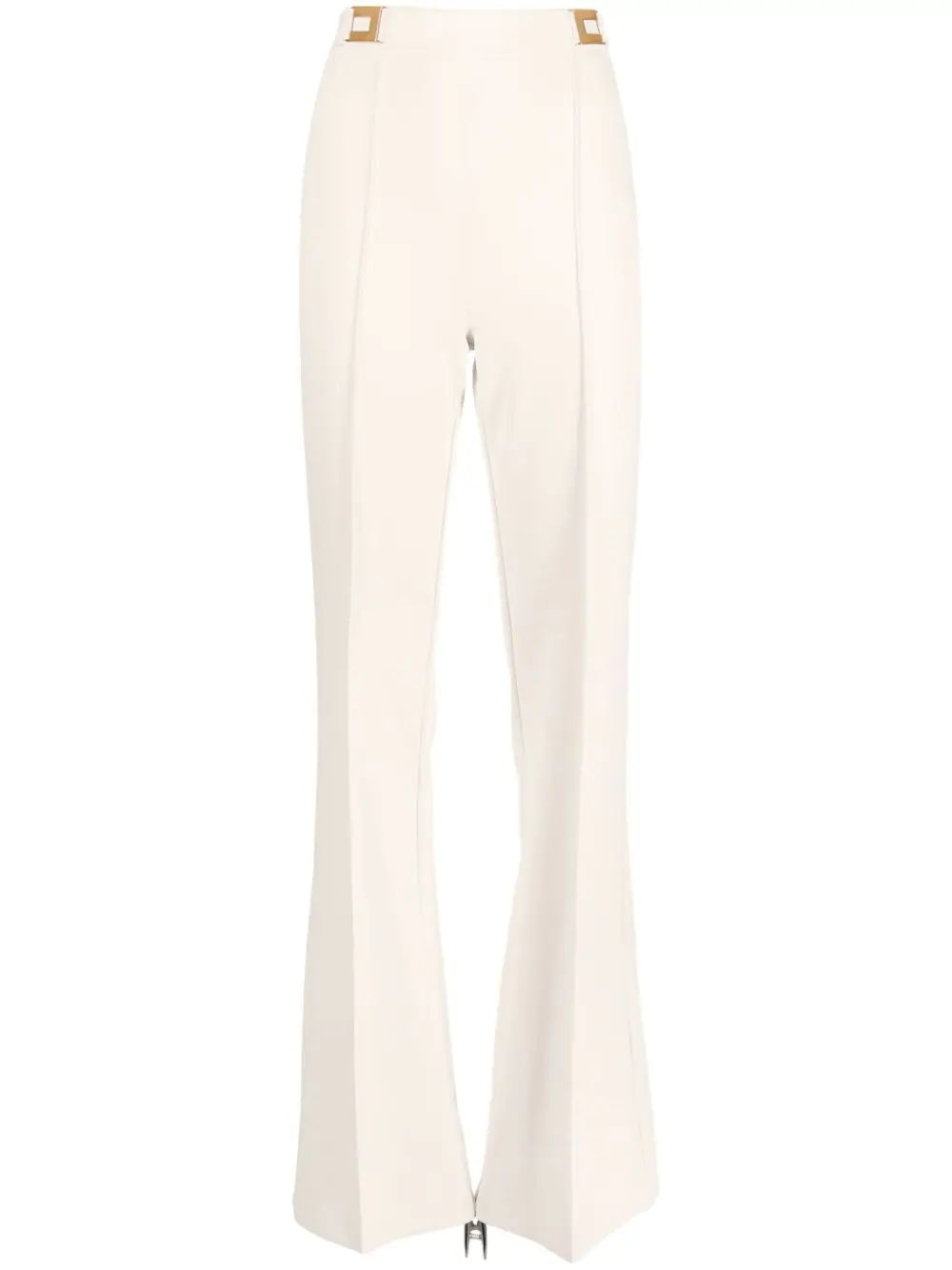 Elisabetta Franchi logo-plaque Flared Trousers - Farfetch | Farfetch Global