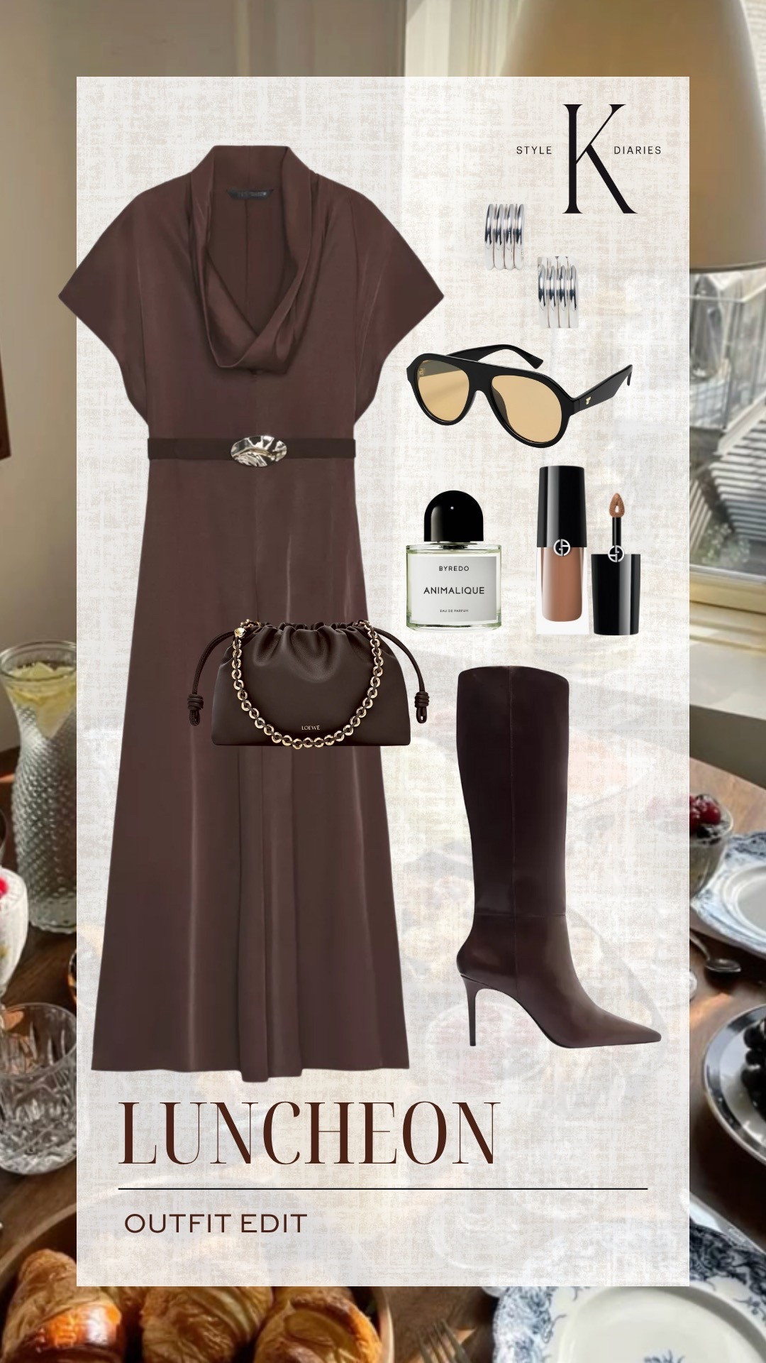 Luncheon outfit edit! This dress is so beautiful! Adding chic accessories makes all the difference! 🤎

#LTKStyleTip #LTKHoliday #LTKSeasonal