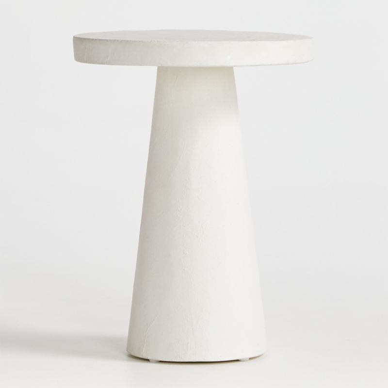 Willy White Plaster Round Pedestal Side Table by Leanne Ford + Reviews | Crate & Barrel | Crate & Barrel