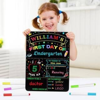 6-Pack + 14 in. x 11 in. Double-Sided First and Last Day of School Board Sign with Liquid Chalk Markers | The Home Depot