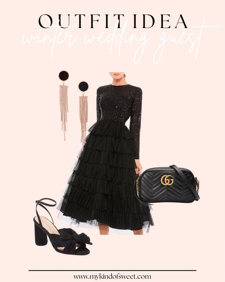 This dress would be perfect for a black tie winter wedding guest outfit. The tulle and sequins are so chic, I wanted to pair it with black accessories! 

#LTKstyletip #LTKFind #LTKSeasonal